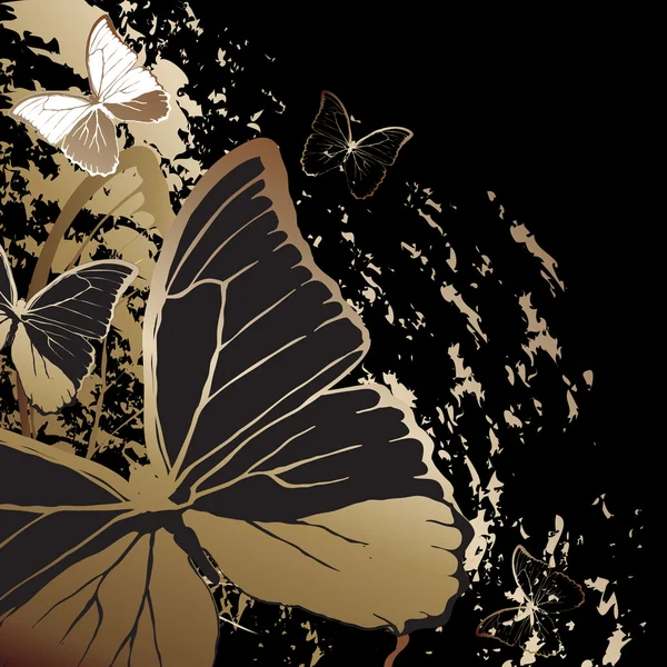Altın buterflies arka plan — Stok Vektör