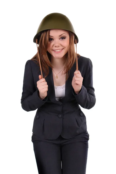 Lady in the helmet, business lady . — Stock Photo, Image