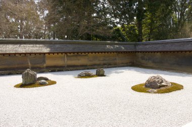 Rock garden ryoan-ji Tapınağı, kyoto, Japonya.