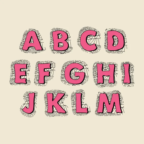 Cute hand drawn font. Vector letters set A-M Vector Graphics