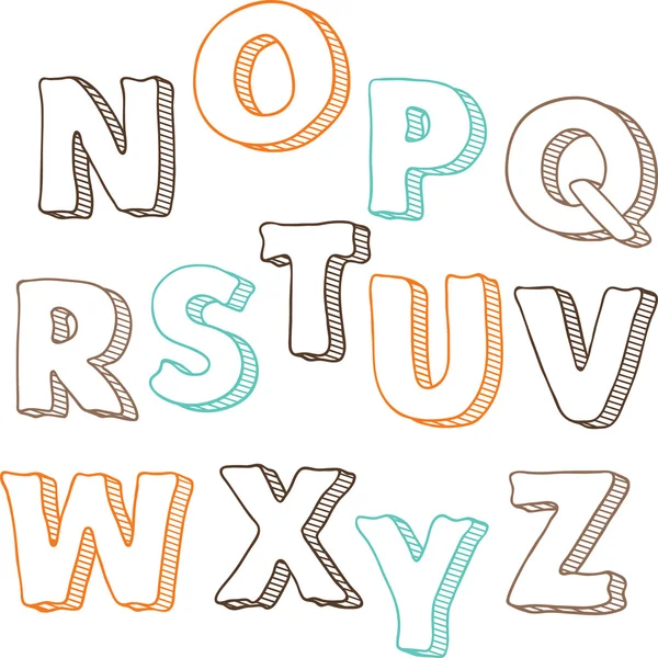 Cute hand drawn font. Vector letters set N-Z. Royalty Free Stock Illustrations