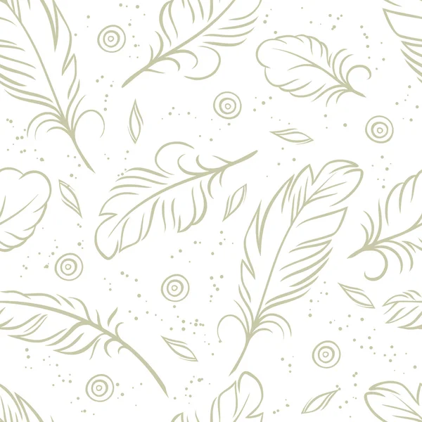 Vintage seamless pattern with hand-drawn feathers
