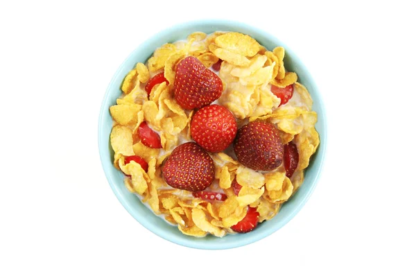 Cornflakes and strawberry — Stock Photo, Image