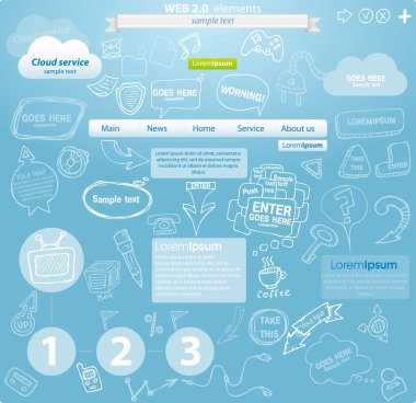 Cloud service web site design elements clipart