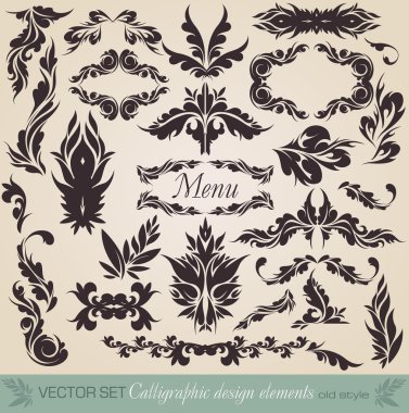 Vector set: calligraphic design elements and page decoration - l clipart