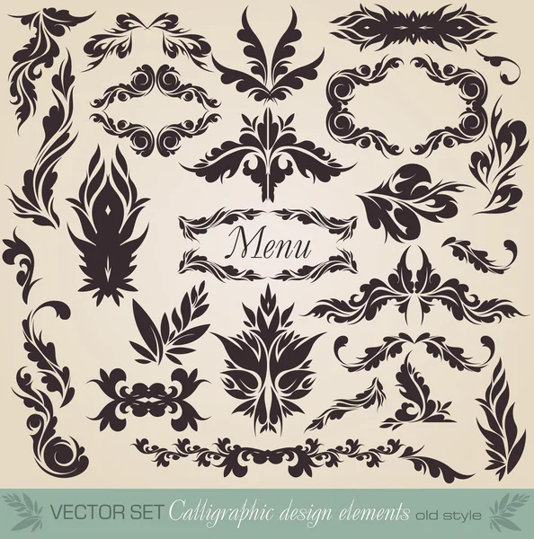 Conjunto de vectores: elementos de diseño caligráfico y decoración de página - l — Archivo Imágenes Vectoriales