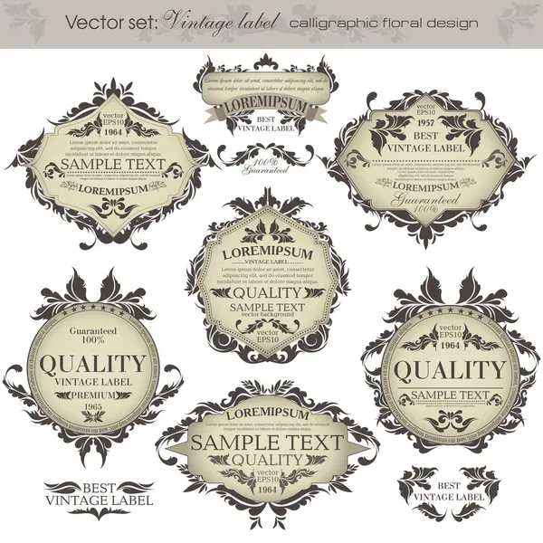 Conjunto de vectores: etiquetas vintage - inspiradas en originales retro florales — Vector de stock