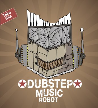 Dubstep music robot face clipart