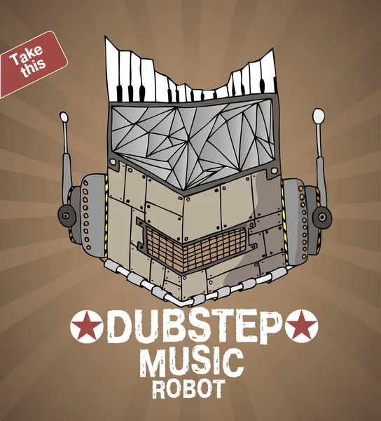 Rosto de robô de música Dubstep — Vetor de Stock
