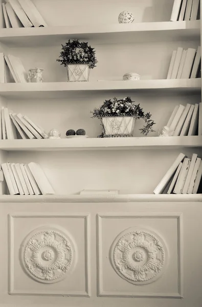Beyaz bookshelf — Stok fotoğraf