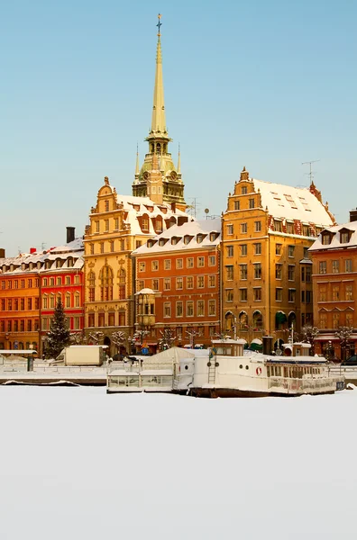 Staré město Stockholm v zimě. — Stock fotografie