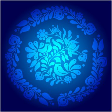 Blue Hungarian Kalocsai Ornament clipart