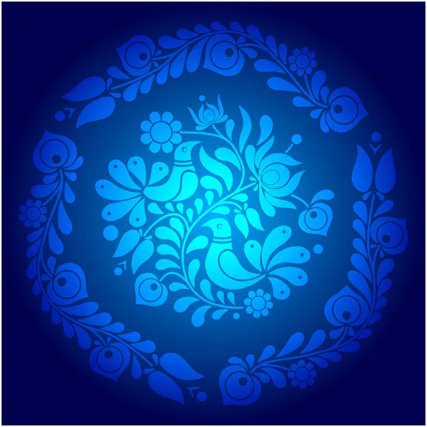 Azul húngaro Kalocsai ornamento — Vector de stock