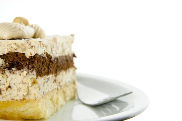 Nougat cake with fork — Stock Photo, Image