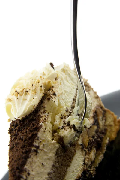 Fork grabbing cake — Stock Photo, Image