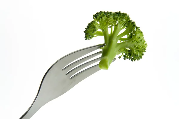 Broccoli on a fork — Stock Photo, Image