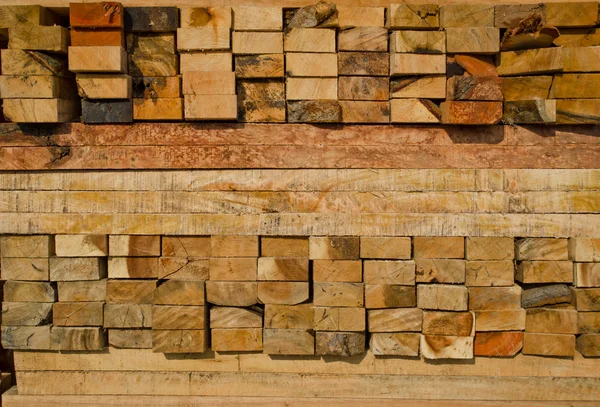 stock image Stack of lumber in timber logs storage