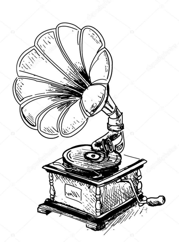 vintage record player illustration