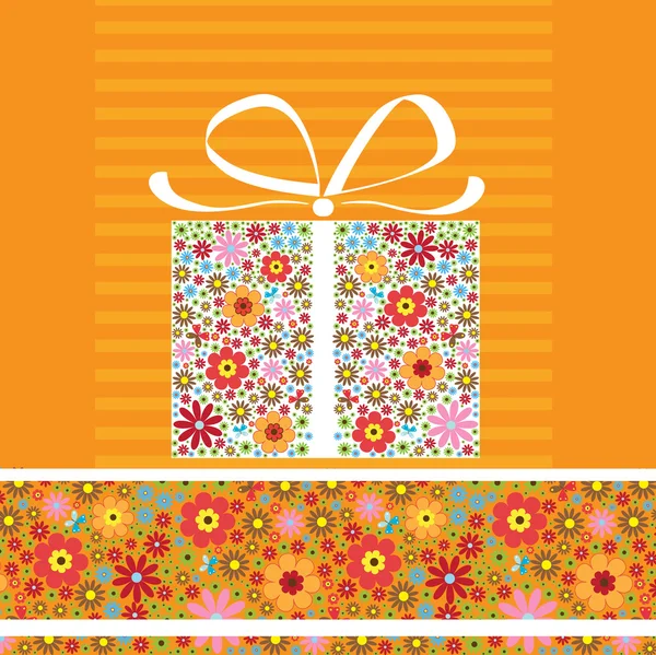 A gift on a yellow background — Stock Vector
