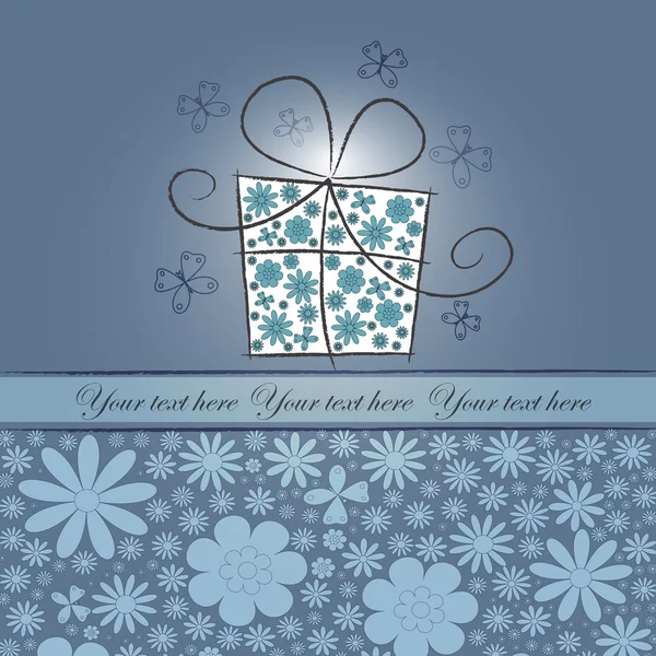 Abstract gift with blue flowers Royalty Free Stock Illustrations