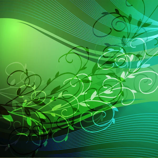 Зеленый цветочный фон с веткой — стоковый вектор