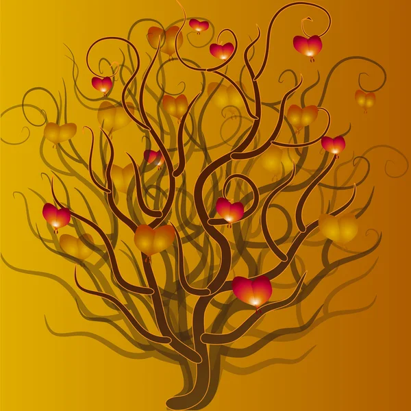 Ağaç bahar şenlikli yürekleri — Stok Vektör