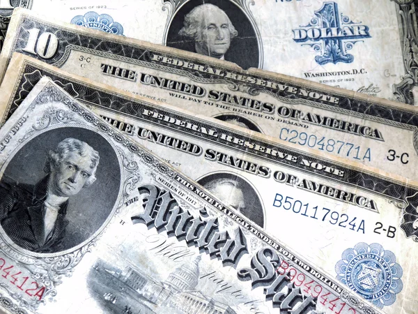 Billetes antiguos de los Estados Unidos — Foto de Stock