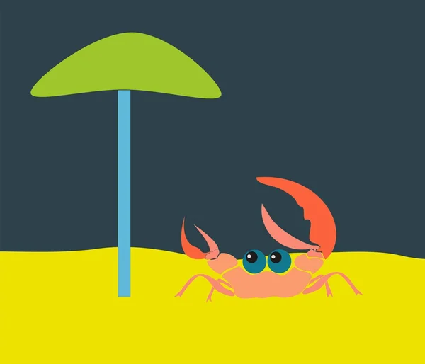 Crab on the beach — Stock Vector