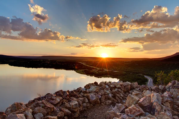 stock image Sunset over lake