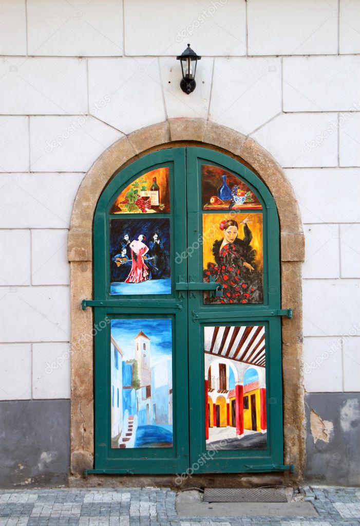 Close door with paintings