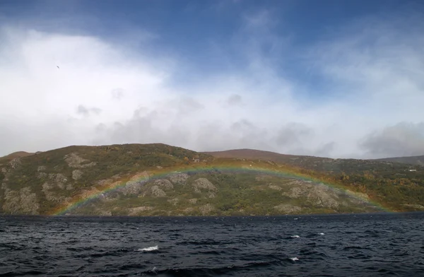 stock image Sanabria lake with rainbow