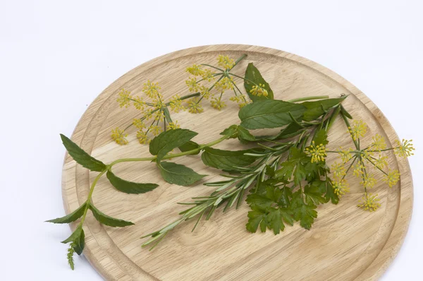 Herbs on a cutting board — Stock Photo, Image