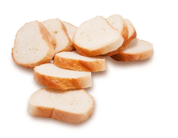 Pão branco cortado em pedaços — Fotografia de Stock