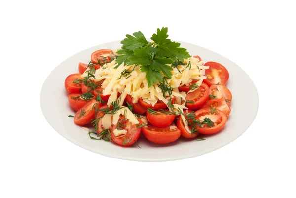Czerwone pomidory z góry sypały są przez ser — Zdjęcie stockowe