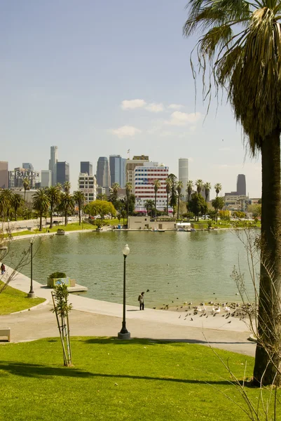 MacArthur Park and downtown, Los Angeles, Ca — Stock Photo, Image