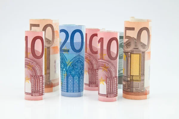 Billetes en euros de diferente valor — Foto de Stock