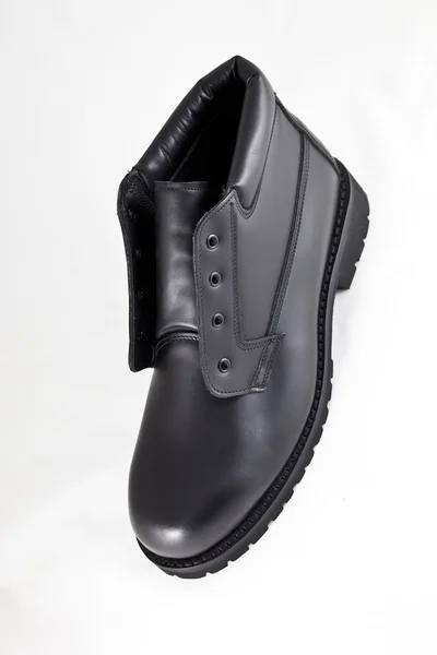Black boots made ​​of leather — Stock Photo, Image