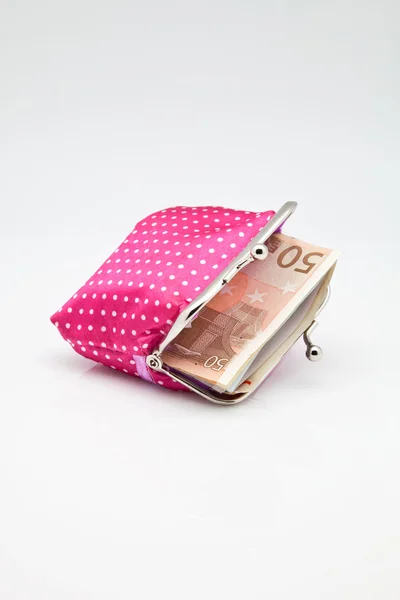Purse with euro paper money — Stock Photo, Image