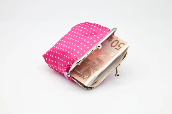 Çanta euro kağıt para ile — Stok fotoğraf