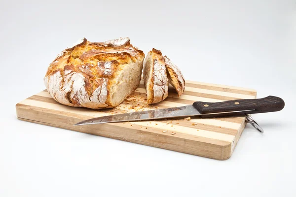 Loaf of bread baked in wood oven — Stock Photo, Image