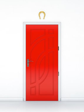 Door with golden horseshoe clipart