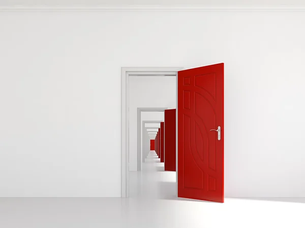 Hallway with many doors — Stock Photo, Image