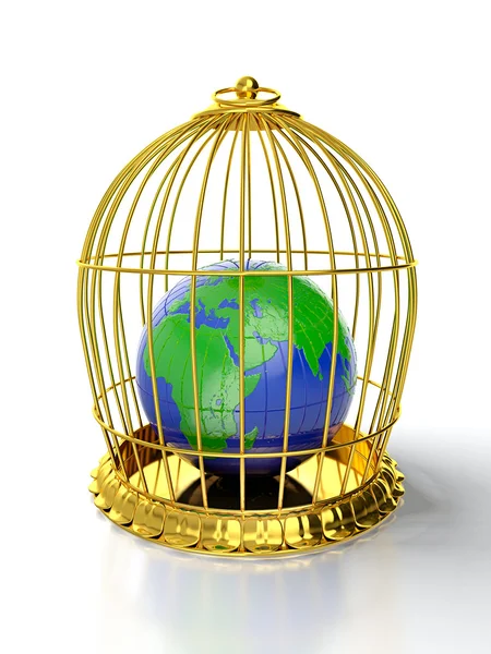 Earth in golden cage — Stock Photo, Image