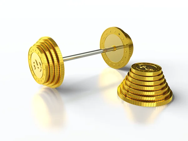 Coin barbell — Stock Photo, Image
