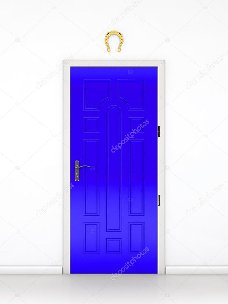 Door with golden horseshoe
