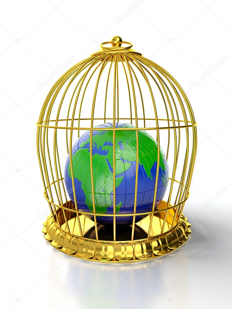 Earth in golden cage