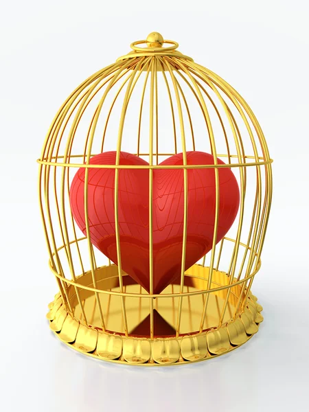 Herz im goldenen Käfig — Stockfoto
