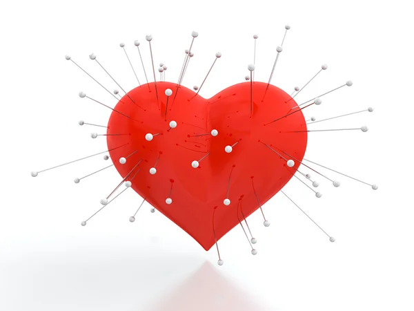Coração com agulhas — Fotografia de Stock