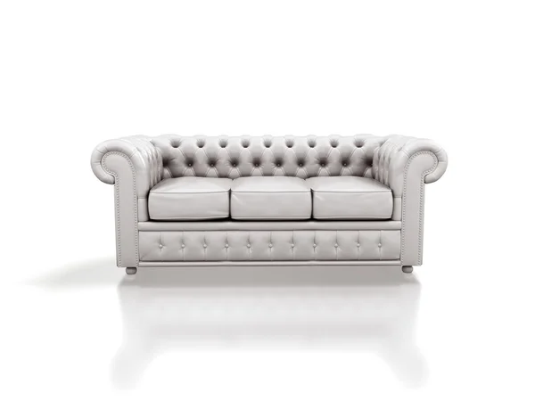 Білий шкіряний диван — стокове фото