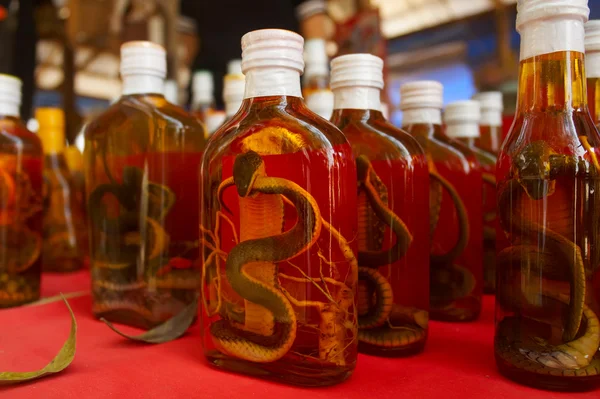 stock image Bottles of whiskey and snakes